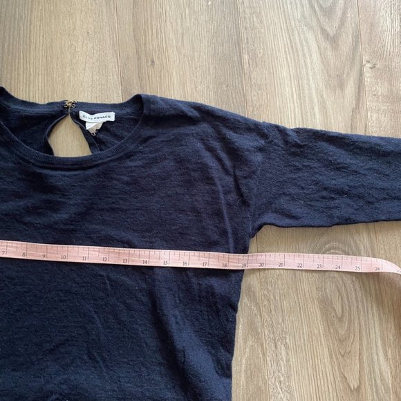 Club Monaco Navy Wool 3/4 Sleeve Scoop Neck Layered Sweater - Picture 5 of 11